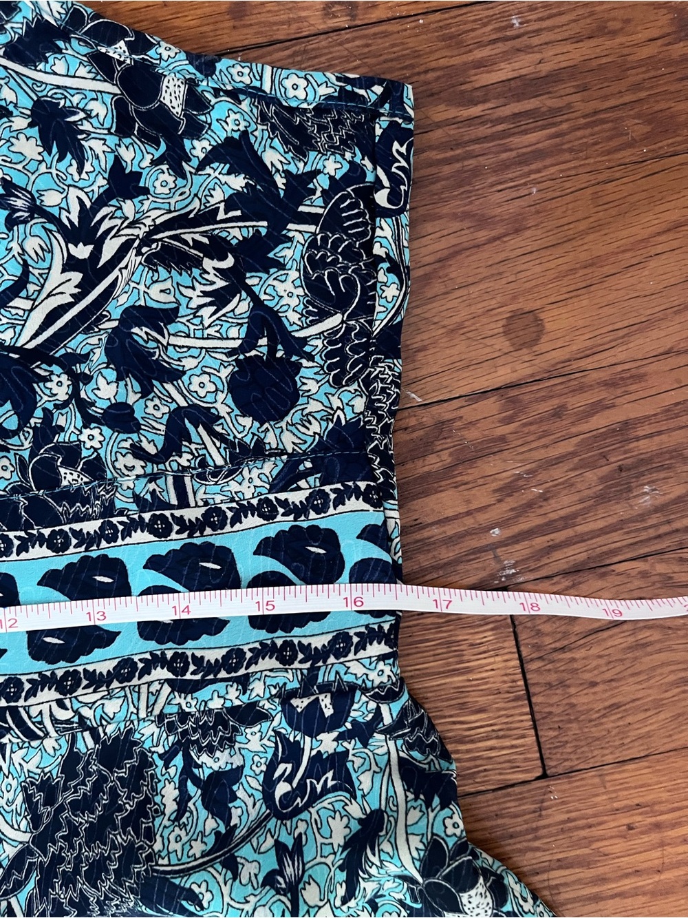 Blue-Green Satin Printed Maxi Dress - Picture 5 of 6